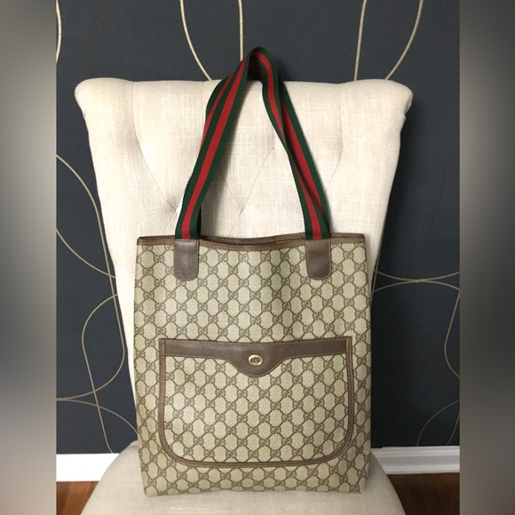 Gucci authentic brown monogram coated canvas tote bag - Picture 4 of 15